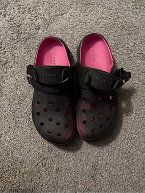 POST MALONE CROCS Black Clogs with Pink Interior size 13M